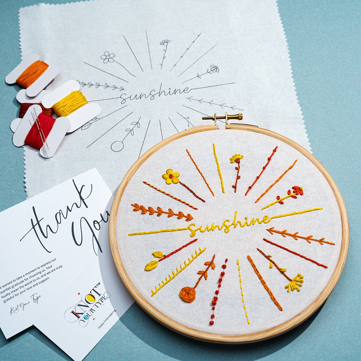 Beginner's Friendly Embroidery Stitches Learning Kit - Sunshine