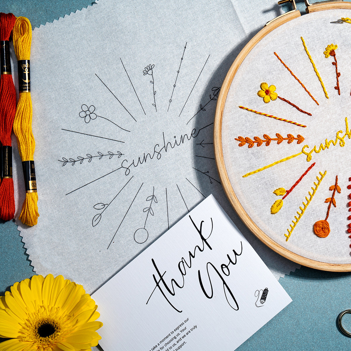 Beginner's Friendly Embroidery Stitches Learning Kit - Sunshine