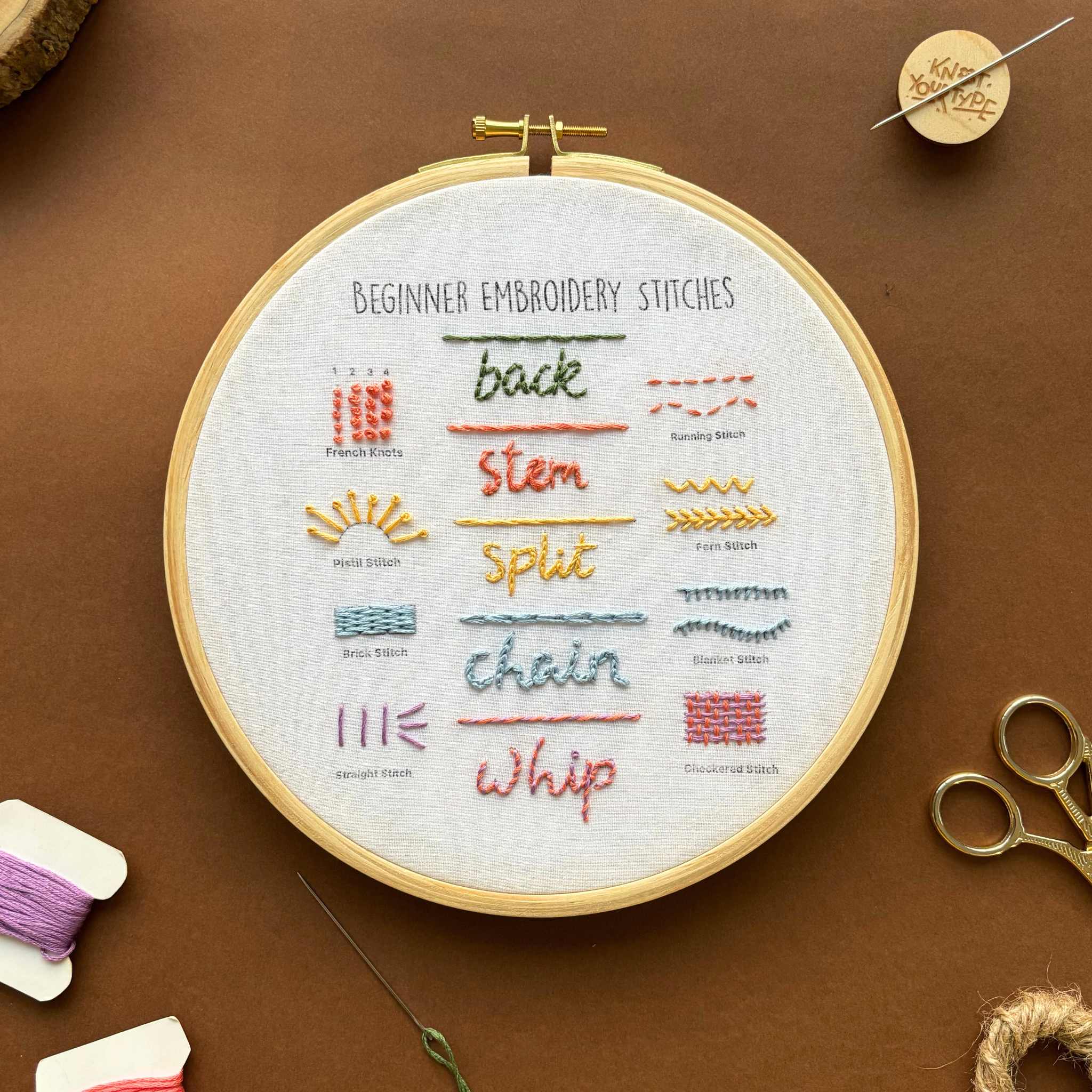 Learn To Embroider Beginner's Friendly DIY Embroidery Learning Kit - Stitches & Flowers ...