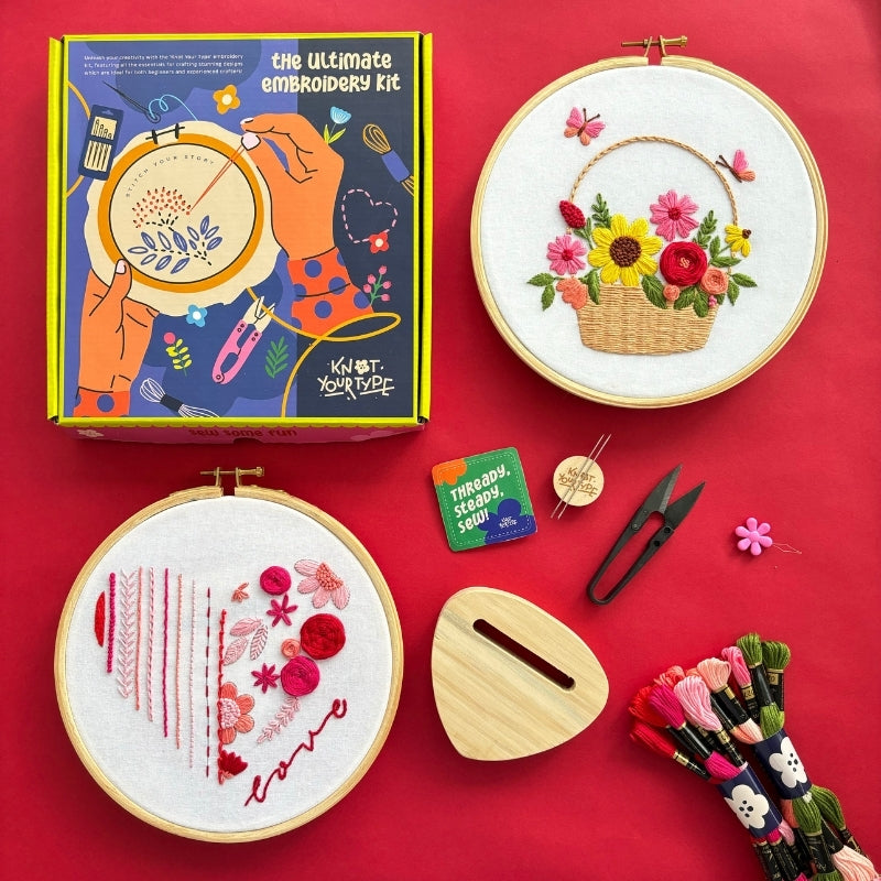 Love & Basket DIY Embroidery Kit - Bundle Of 2