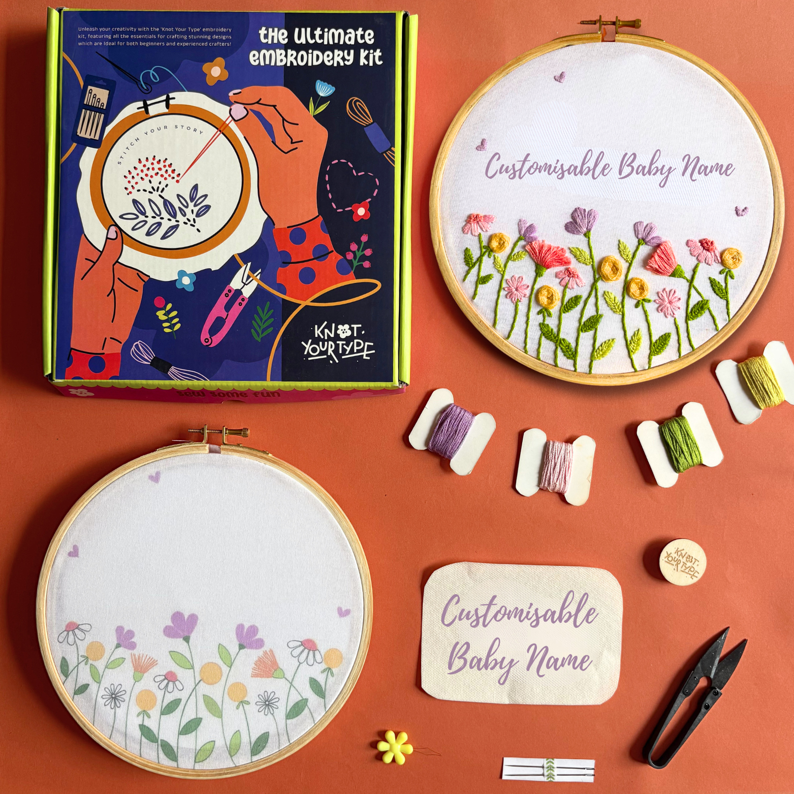 Baby Name DIY Embroidery Kit - Personalised