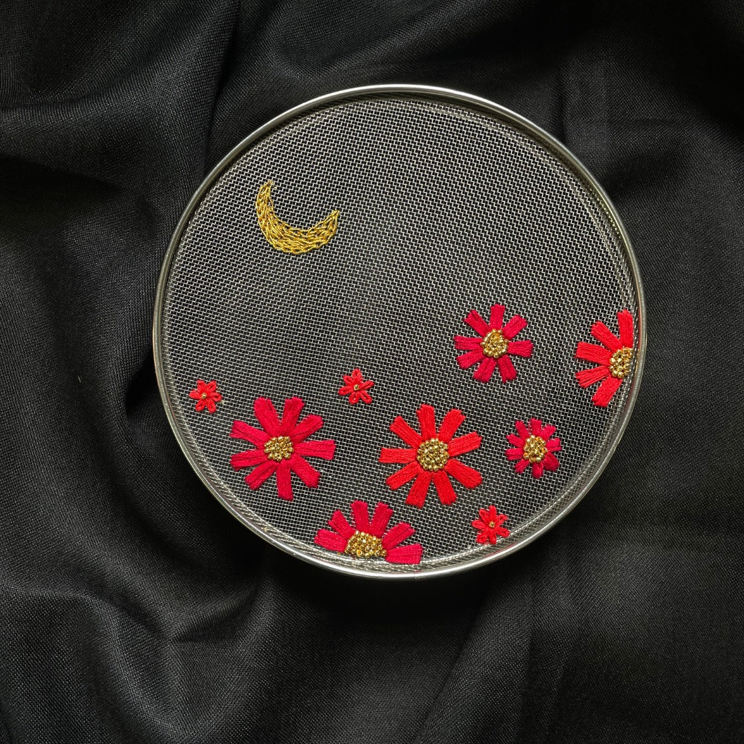 Exquisite Karva Chauth Artisan Hand-Embroidered Strainer / Channi