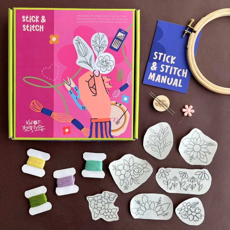 Floral Sticker Stick and Stitch Kit