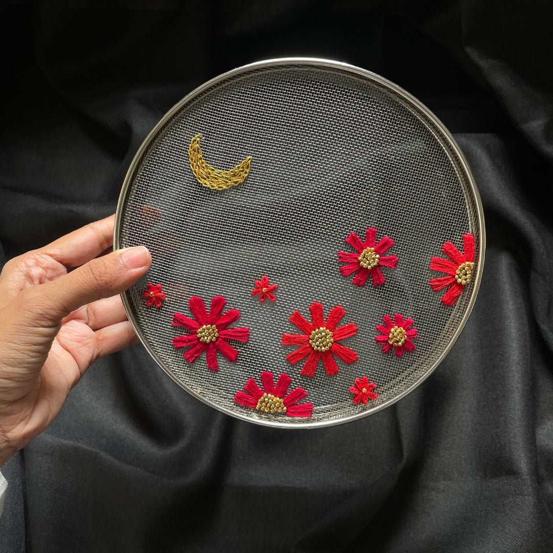 Exquisite Karva Chauth Artisan Hand-Embroidered Strainer / Channi