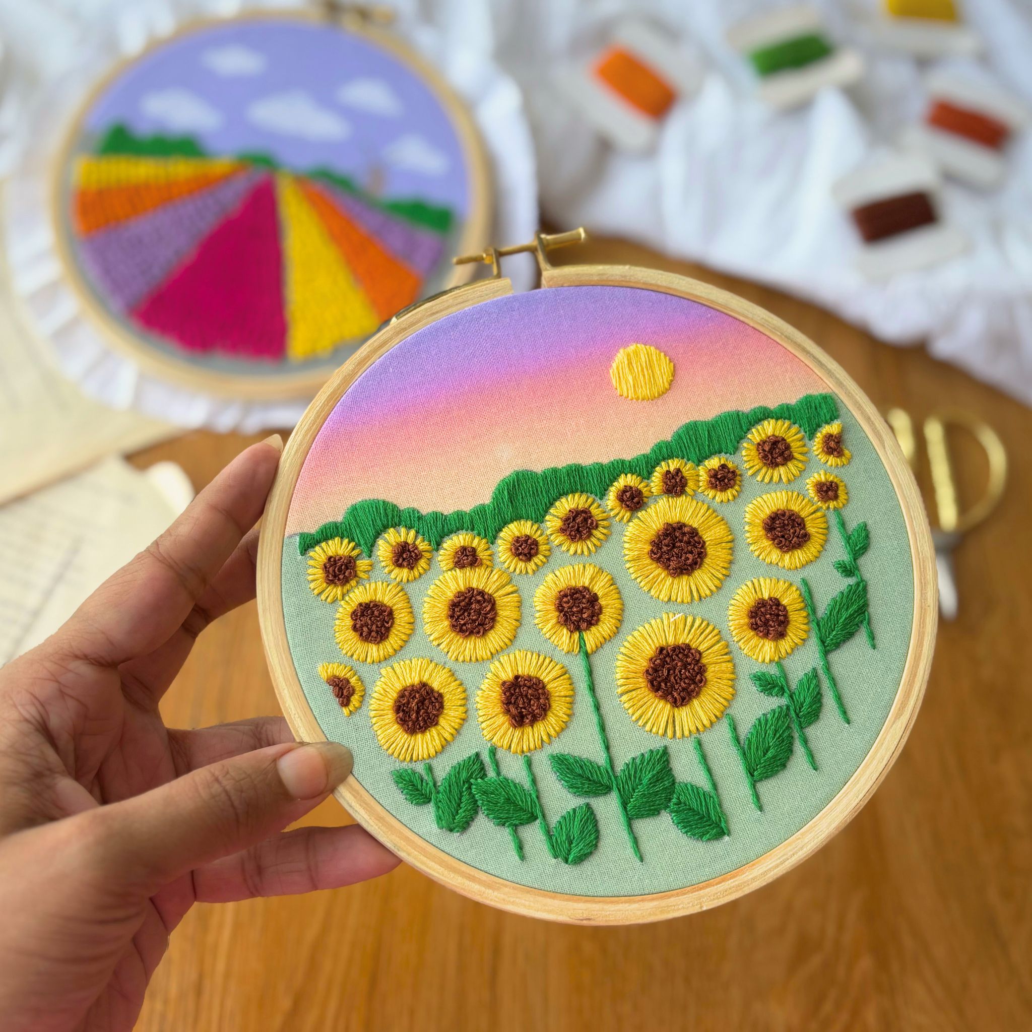 Flower Garden DIY Embroidery Kit- Bundle of 2