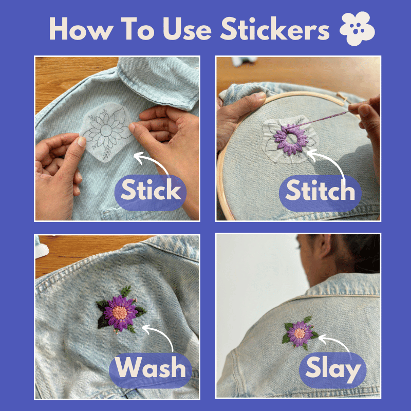 Floral Sticker Stick and Stitch Kit