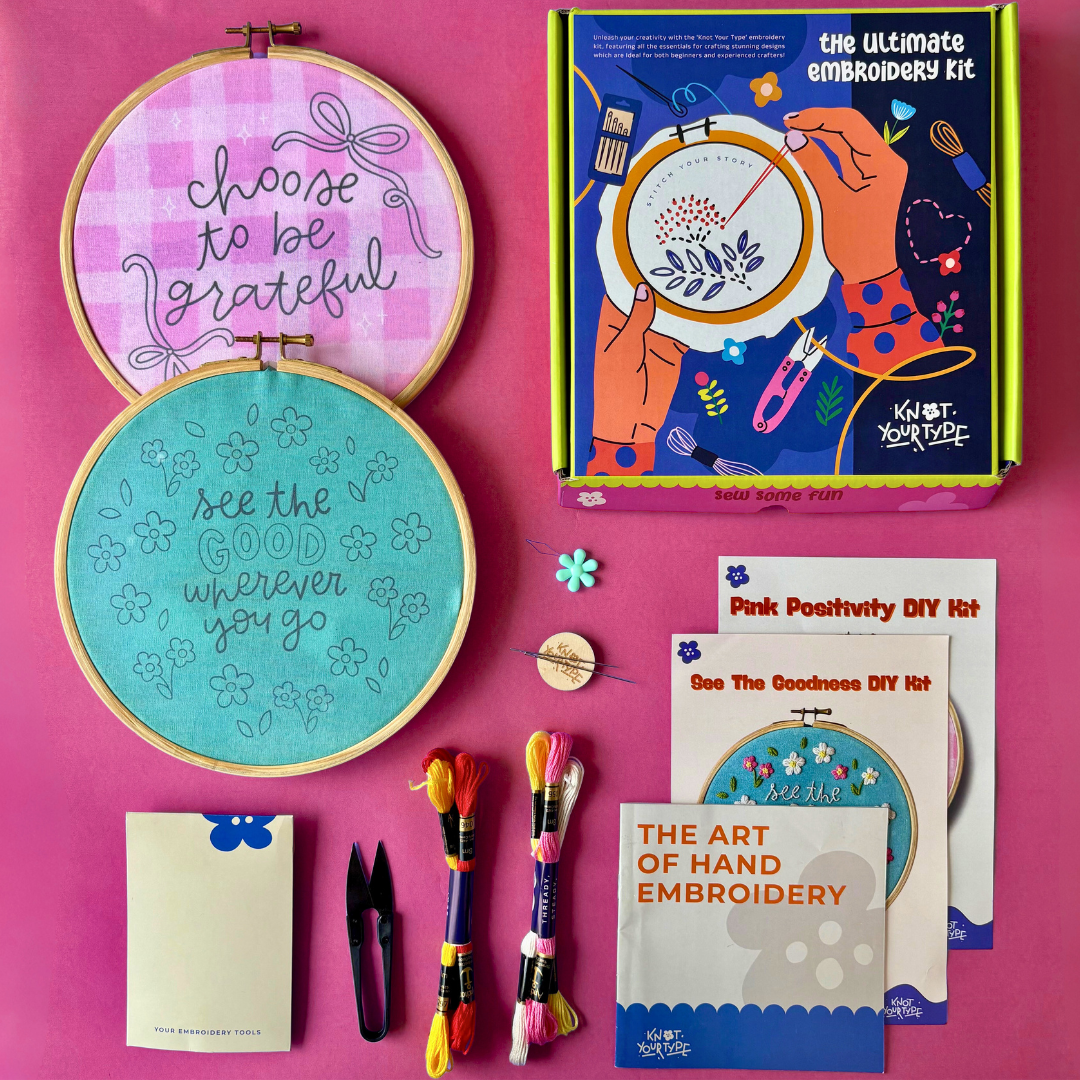 The Kindness Quote Kit - DIY Embroidery Kit Bundle Of 2